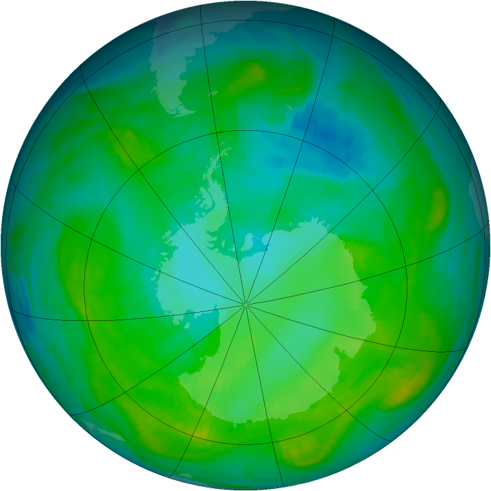 Antarctic ozone map for 29 January 1981
